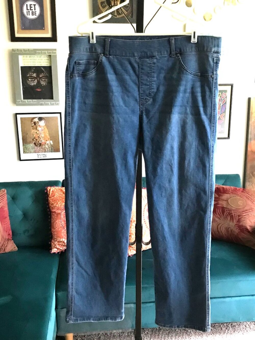 GLORIA VANDERBILT size 18W Stretch Pull-On Shape Effect High Rise Straight Jeans